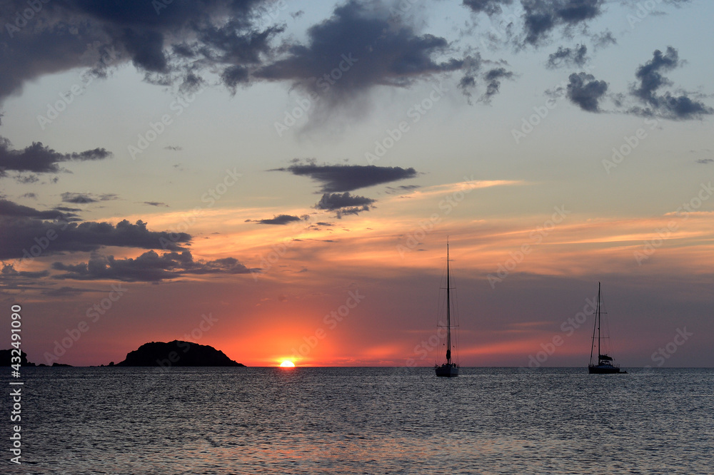 Sunset in Cavalleria beach, Menorca islands, Spain. Sunset in Cavalleria beach, Menorca islands, Spain.