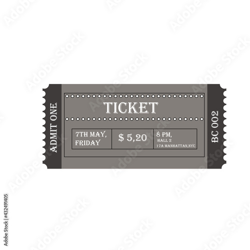 Retro cinema ticket vector illustration