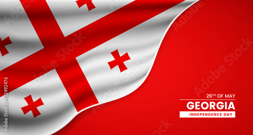 Abstract independence day of Georgia background with elegant fabric flag and typographic illustration