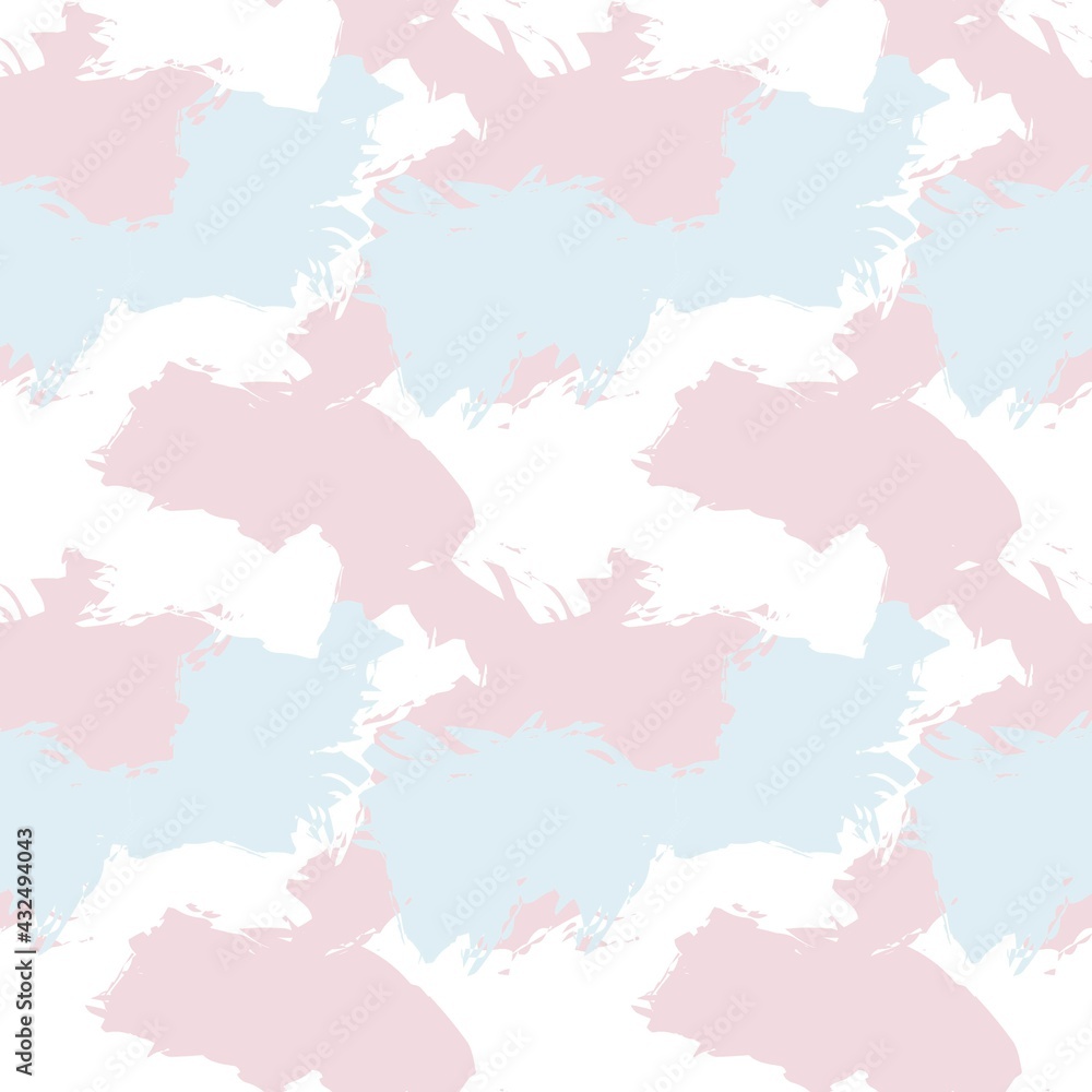 Pink Blue Brush Stroke Camouflage Abstract Seamless Pattern Background