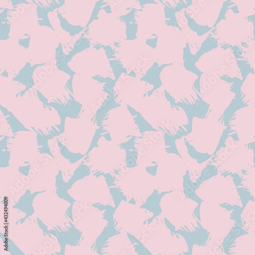 Pink Blue Brush Stroke Camouflage Abstract Seamless Pattern Background © Siu-Hong Mok