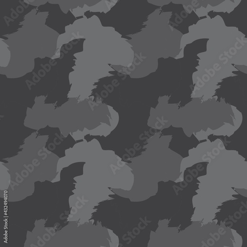 Photography Black and White Brush Stroke Camouflage Abstract Seamless Pattern Background