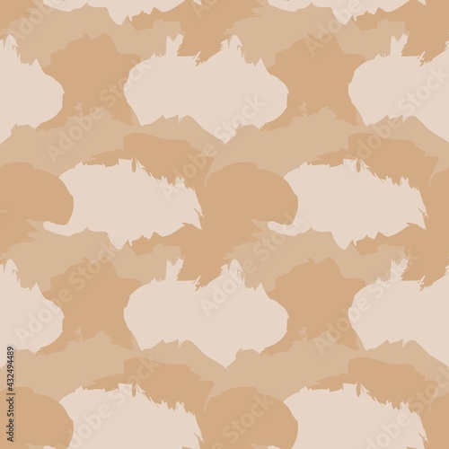 Brown Brush Stroke Camouflage Abstract Seamless Pattern Background
