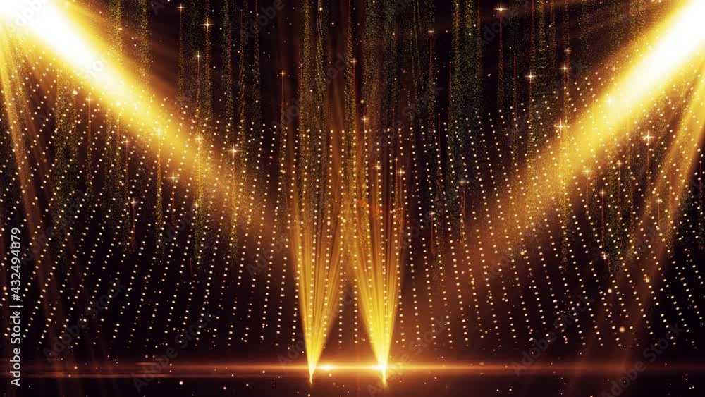 LED large screen background of gold particle award stage Stock Video ...
