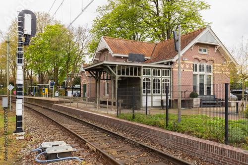 Soestdijk station in the village of Soest with a former royal waiting room with a monumental outer canopy.