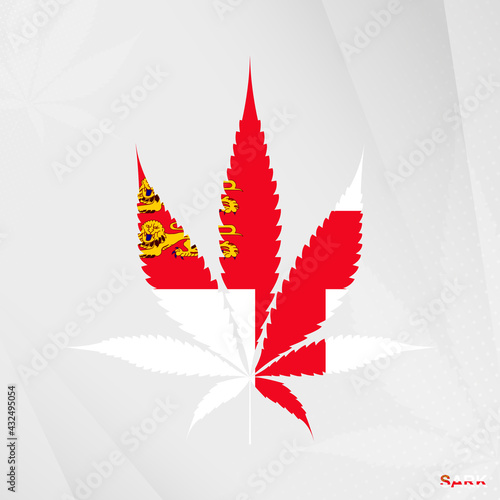 Flag of Sark in Marijuana leaf shape. The concept of legalization Cannabis in Sark.