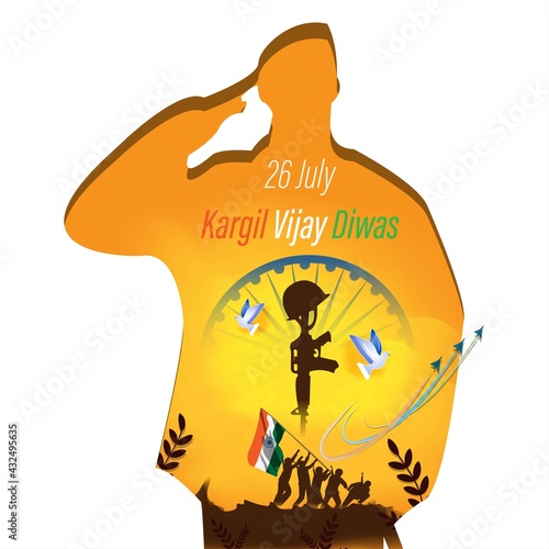 VECTOR ILLUSTRATION FOR 26 JULY VIJAY KARGIL DIWAS MEANS 26 JULY KARGIL (INDIAN BORDER PLACE NAME) VICTORY DAY