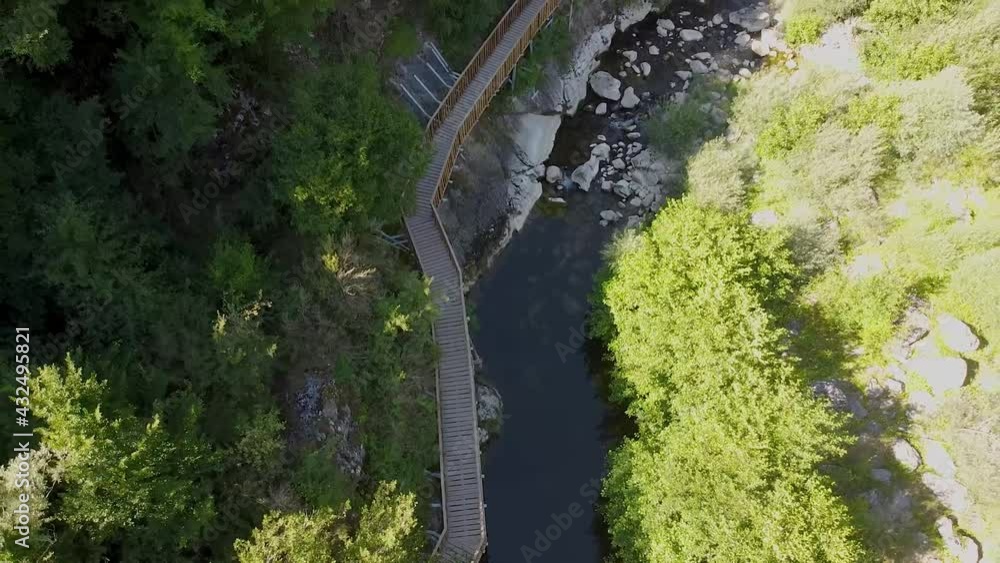 Aerial view of walking path in Horma Canyon in Kure Mountains National Park, Kastamonu. Drone shot. Aerial view of walking path in Horma Canyon in Kure Mountains National Park, Kastamonu. Drone shot.