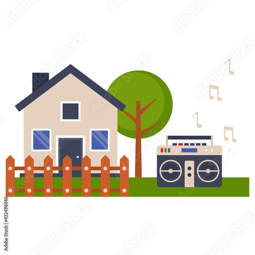 Nuisance or Noisy Neighbour Concept Vector Color Icon Design, neighbourhood conflicts Stock illustration, bad neighbors Symbol