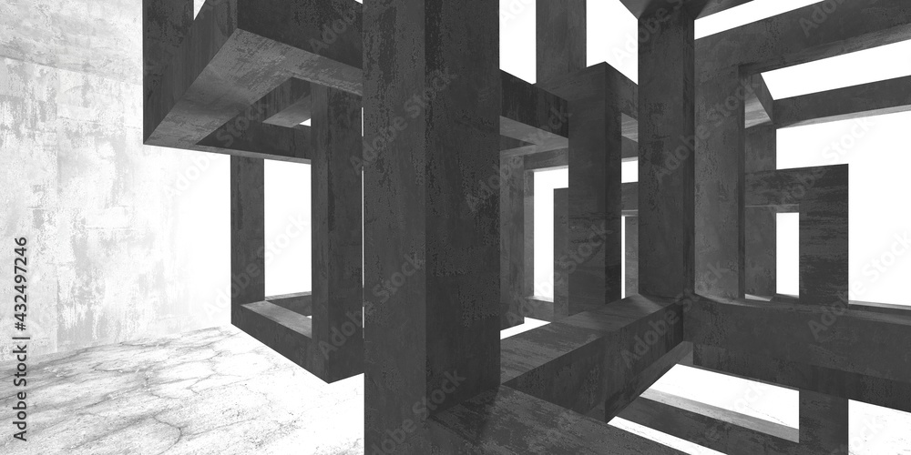 Dark Concrete Wall Architecture. Empty Room Dark Concrete Wall Architecture. Empty Room