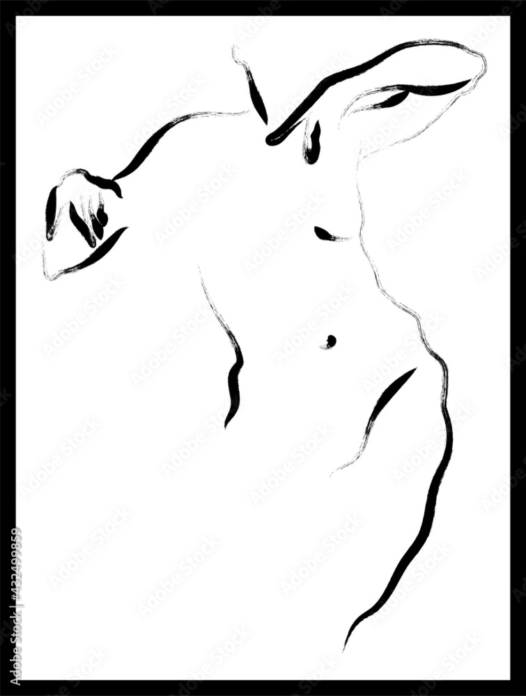 Human sketch. Vector poster. Living room poster, wall decoration poster Human sketch. Vector poster. Living room poster, wall decoration poster