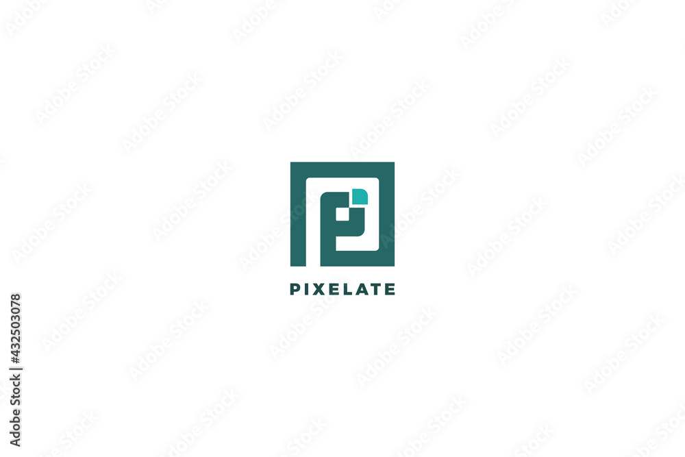 Letter p pixel business logo design Letter p pixel business logo design