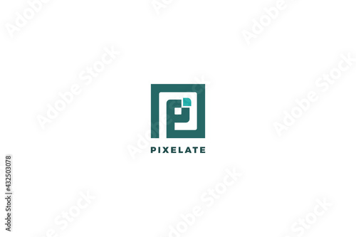 Letter p pixel business logo design