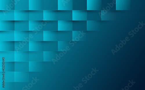 Abstract blue turquoise color modern square pattern background. 3d vector illustration