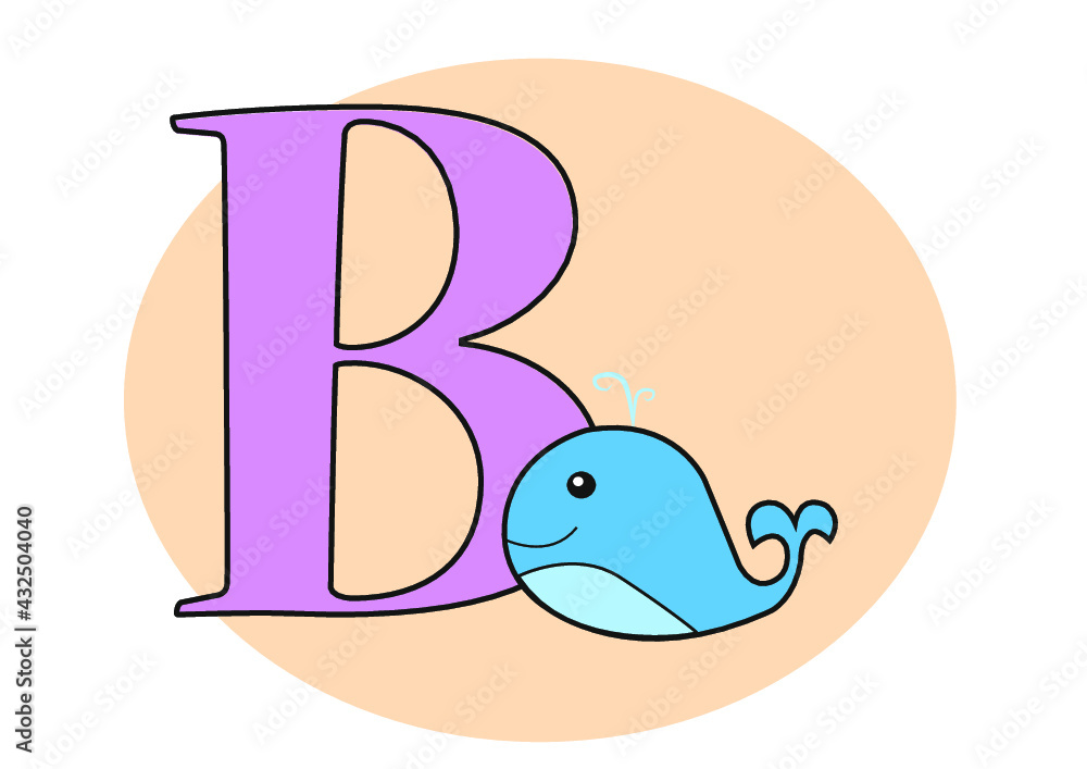 Letra B Infantil Con Ballena Stock Vector | Adobe Stock