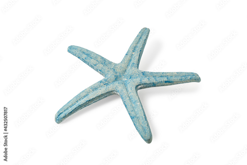 Green blue starfish on isolated white background Green blue starfish on isolated white background
