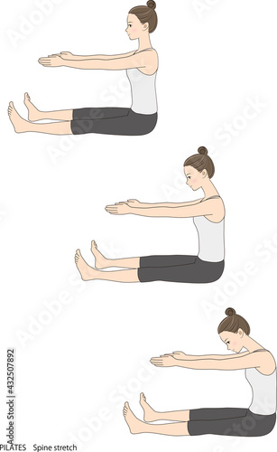 Pilates sequence, spine stretch