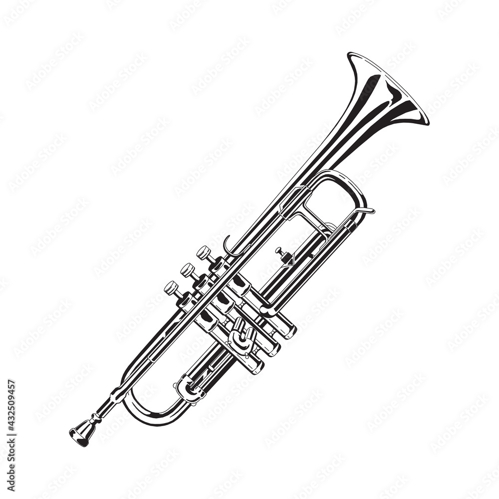 Obraz premium Vector Gold Trumpet isolated on white background in EPS10