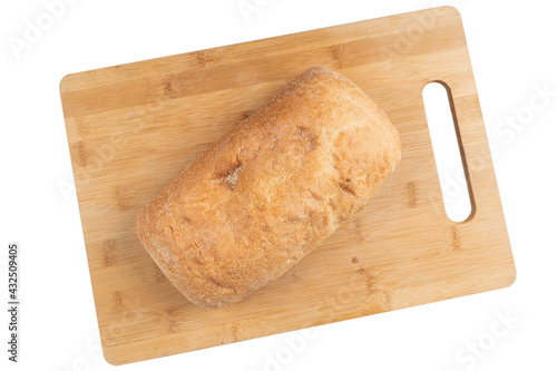 Fresh testy wheat bread isolated on white background. Bakery concept