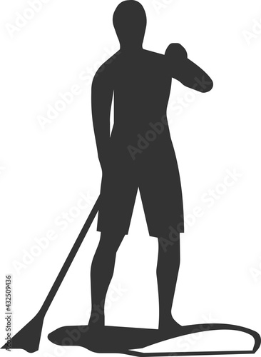 Icon of a man floating on a board with oars.