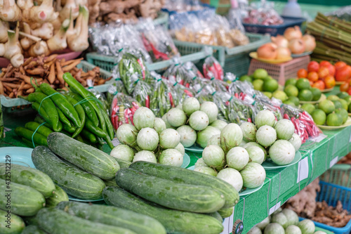 Seasonal vegetables sold in fresh markets in northern Thailand.