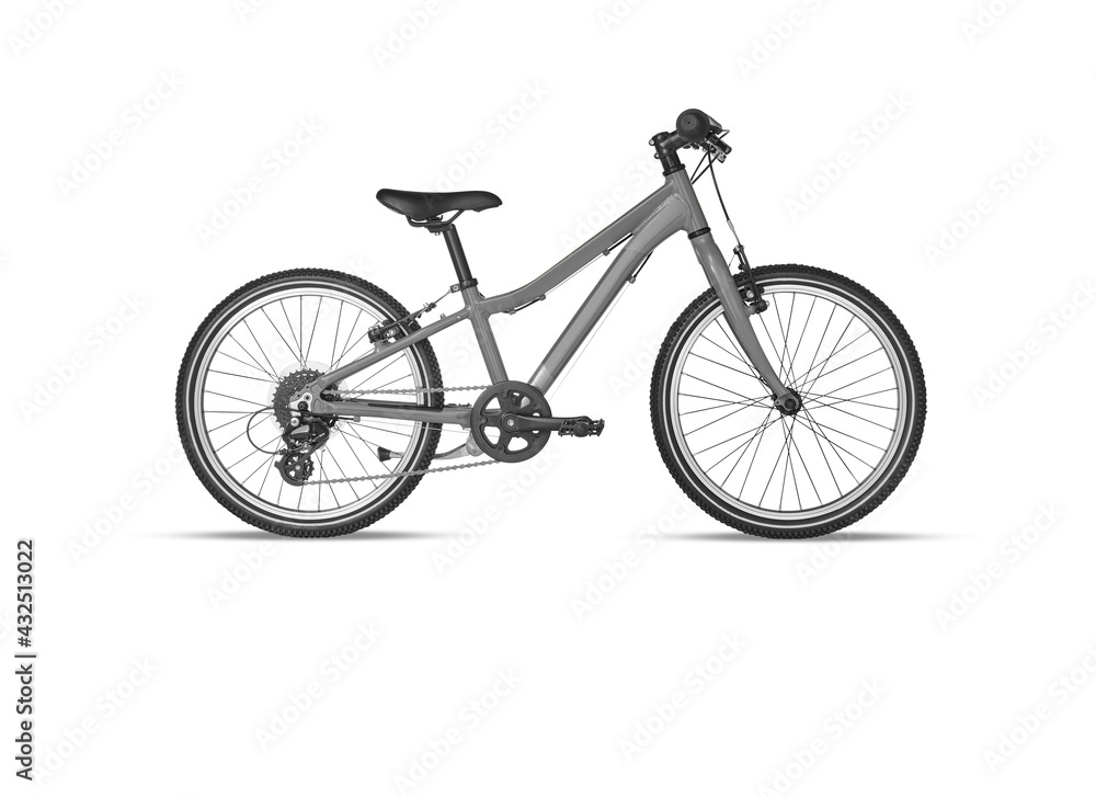 Black gray bicycle isolated on white background​ with cutout have clipping path