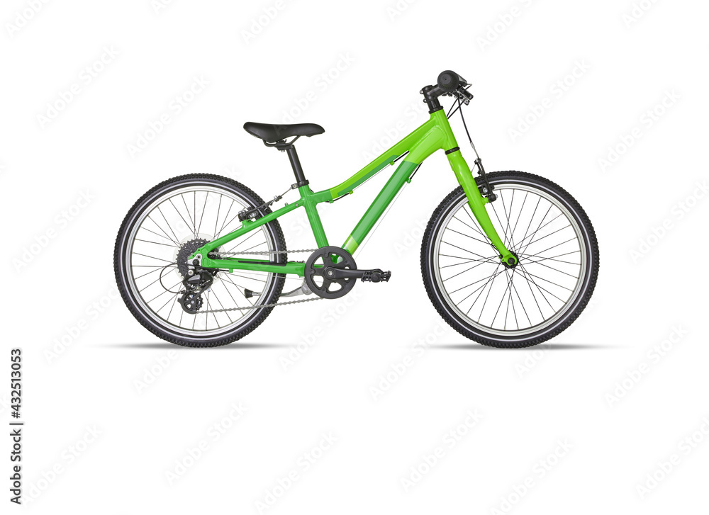 Light Green bicycle isolated on white background​ with cutout have clipping path