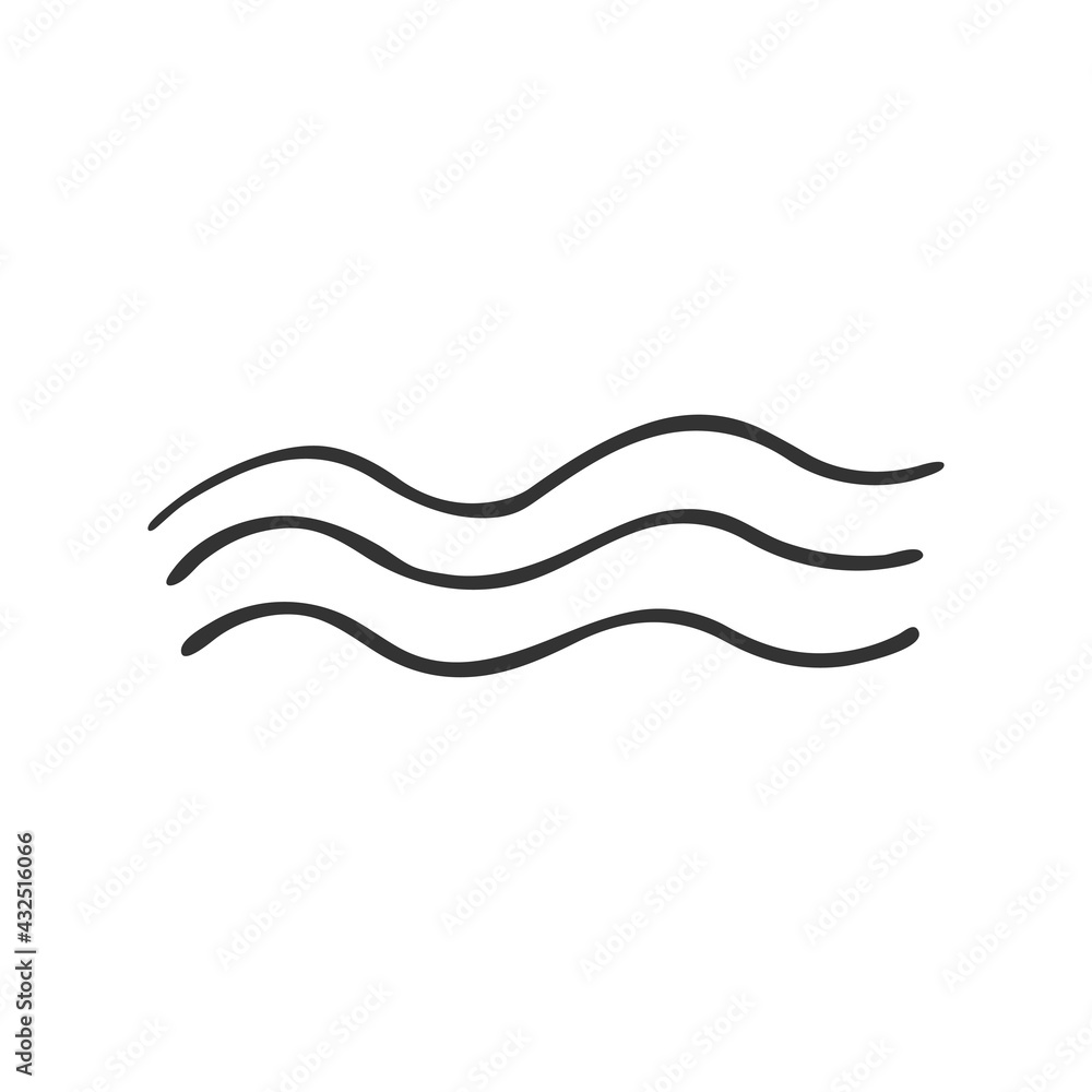 Hand-drawn waves icon isolated on white background. Religion and Christianity. Christian symbols. Vector illustration Hand-drawn waves icon isolated on white background. Religion and Christianity. Christian symbols. Vector illustration