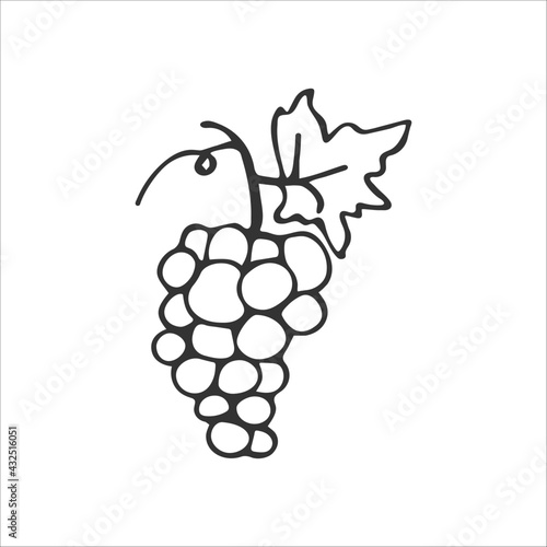 Hand-drawn Christian grape icon isolated on white background. Religion and Christianity. Christian symbol. Vector illustration