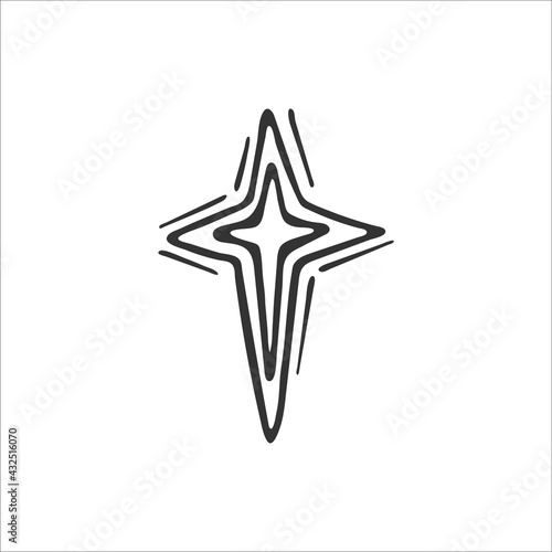 Hand-drawn star isolated on white background. Symbol of the Birth of Jesus Christ. Christianity and religion. Vector illustration