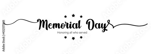 Happy Memorial Day card. Lettering poster with text Happy Memorial Day. National american holiday. USA Memorial Day greeting card. Illustration. Vector EPS 10