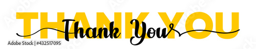 Thank you card. Lettering. Beautiful greeting card scratched calligraphy black text. Lettering poster with text thank you. Illustration. Vector EPS 10