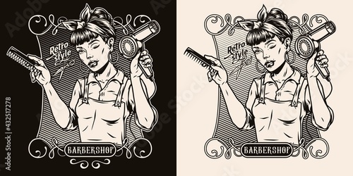 Vintage monochrome barbershop label