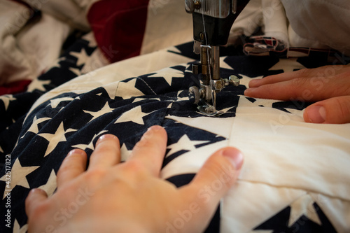 hand quilting on a sewing machine 