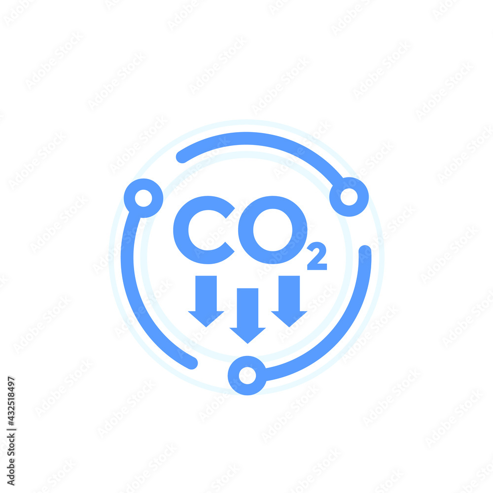 carbon dioxide emissions, reduce co2 emission icon Stock Vector Adobe