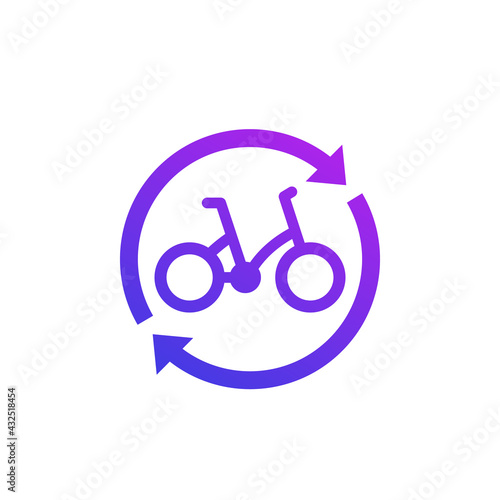 bike sharing, rental service logo, icon with a bicycle
