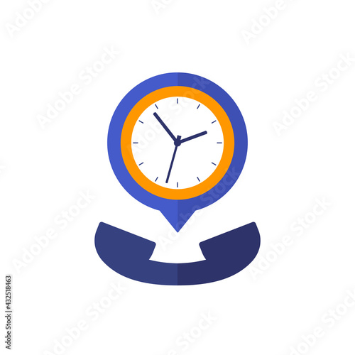call duration vector icon, phone and clock
