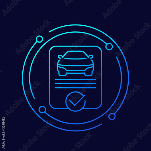 car history report line vector icon