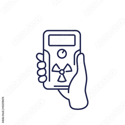 radiation detector in hand line icon