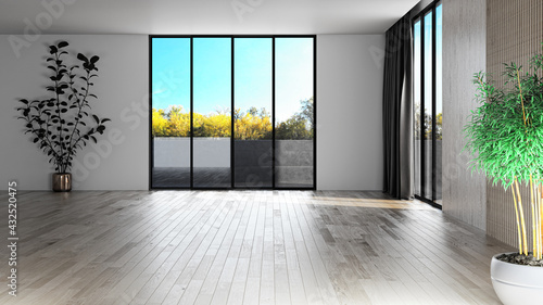 Illustration 3D rendering large luxury modern bright interiors Living room mockup computer digitally generated image