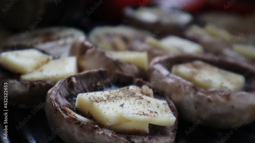 Grilled mushrooms with cheese Grilled mushrooms with cheese