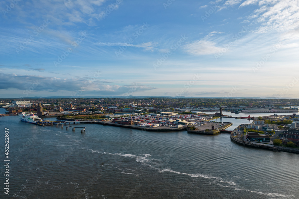 An aerial view of the Stena Line ferry located at 12 Quays Terminal in Birkenhead An aerial view of the Stena Line ferry located at 12 Quays Terminal in Birkenhead