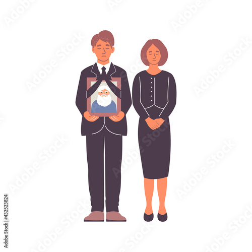 Funeral Mourners Flat Composition
