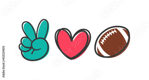 peace love sport. Sports ball design for the lovers of sports for health.