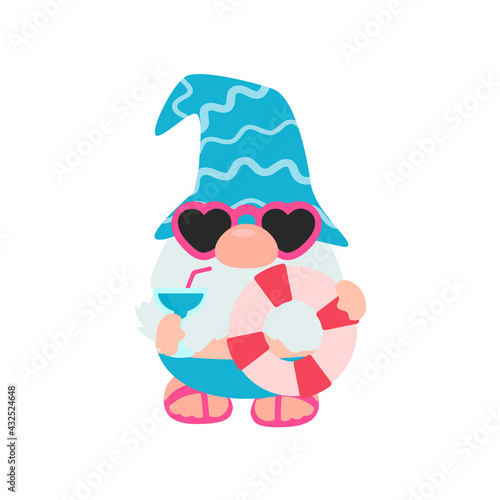 Gnomes Summer. Gnomes wear hats and sunglasses for summer trips to the beach.