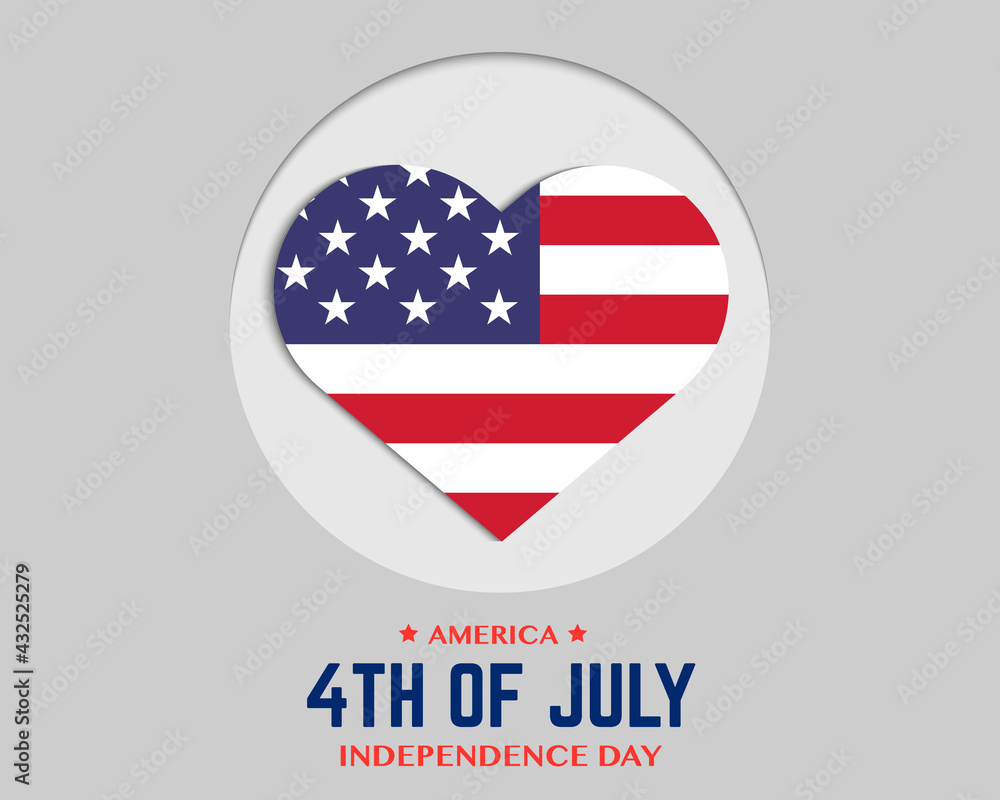 America Independence Day With Heart Flag America Independence Day With Heart Flag