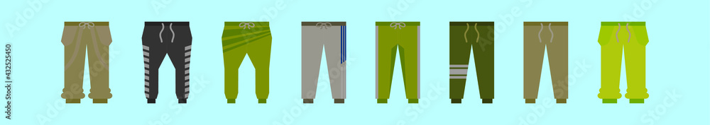 set of sweatpants cartoon icon design template with various models. vector illustration isolated on blue background set of sweatpants cartoon icon design template with various models. vector illustration isolated on blue background