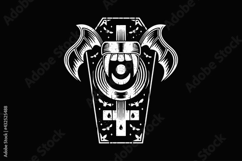 Vampire Coffin Tattoo Illustration