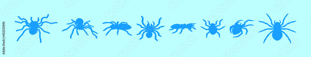 set of tarantula cartoon icon design template with various models. vector illustration isolated on blue background set of tarantula cartoon icon design template with various models. vector illustration isolated on blue background