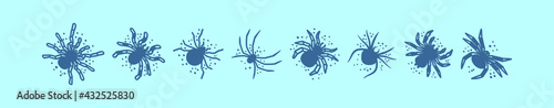 set of tarantula cartoon icon design template with various models. vector illustration isolated on blue background